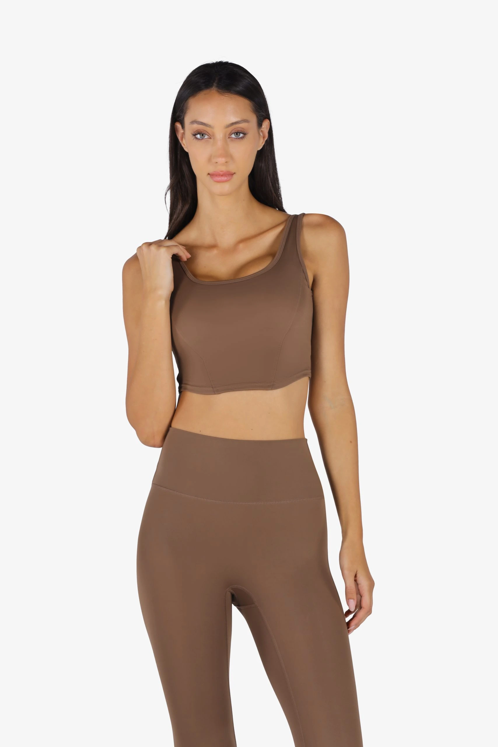 YesEco Women's Activewear U-Back Brown Padded Sports Bra
