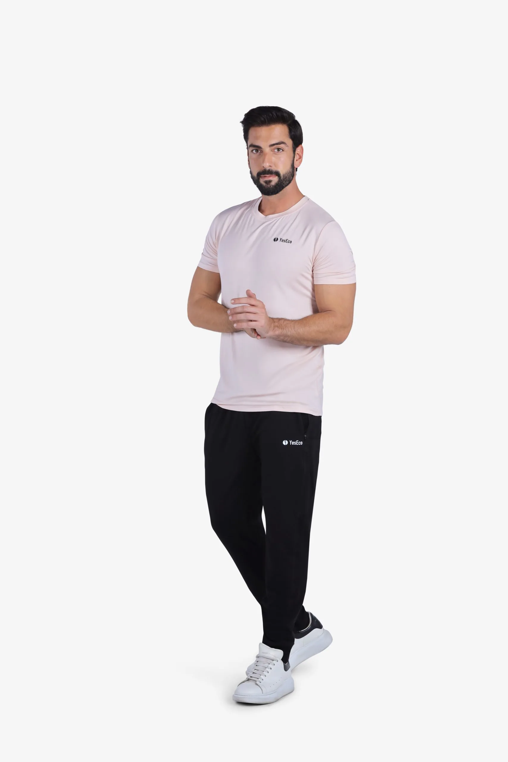 YesEco Men's Pink Athleisure T-Shirt Ultra-Soft Regular Fit